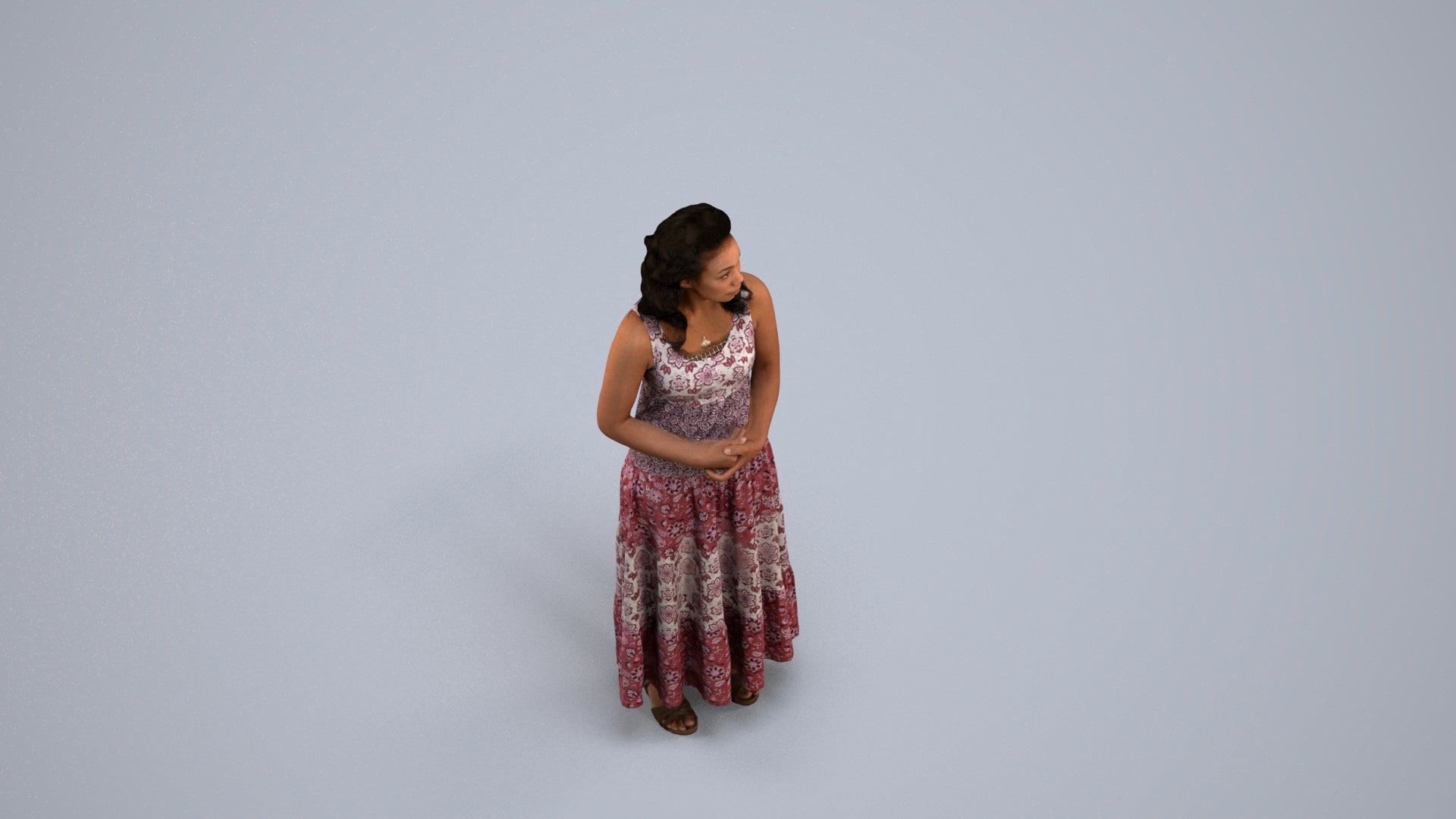 3D people model woman casual standing, scanned human for 3ds Max rendering, back view render
