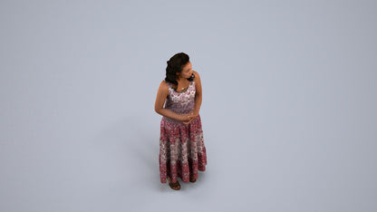 3D people model woman casual standing, scanned human for 3ds Max rendering, back view render