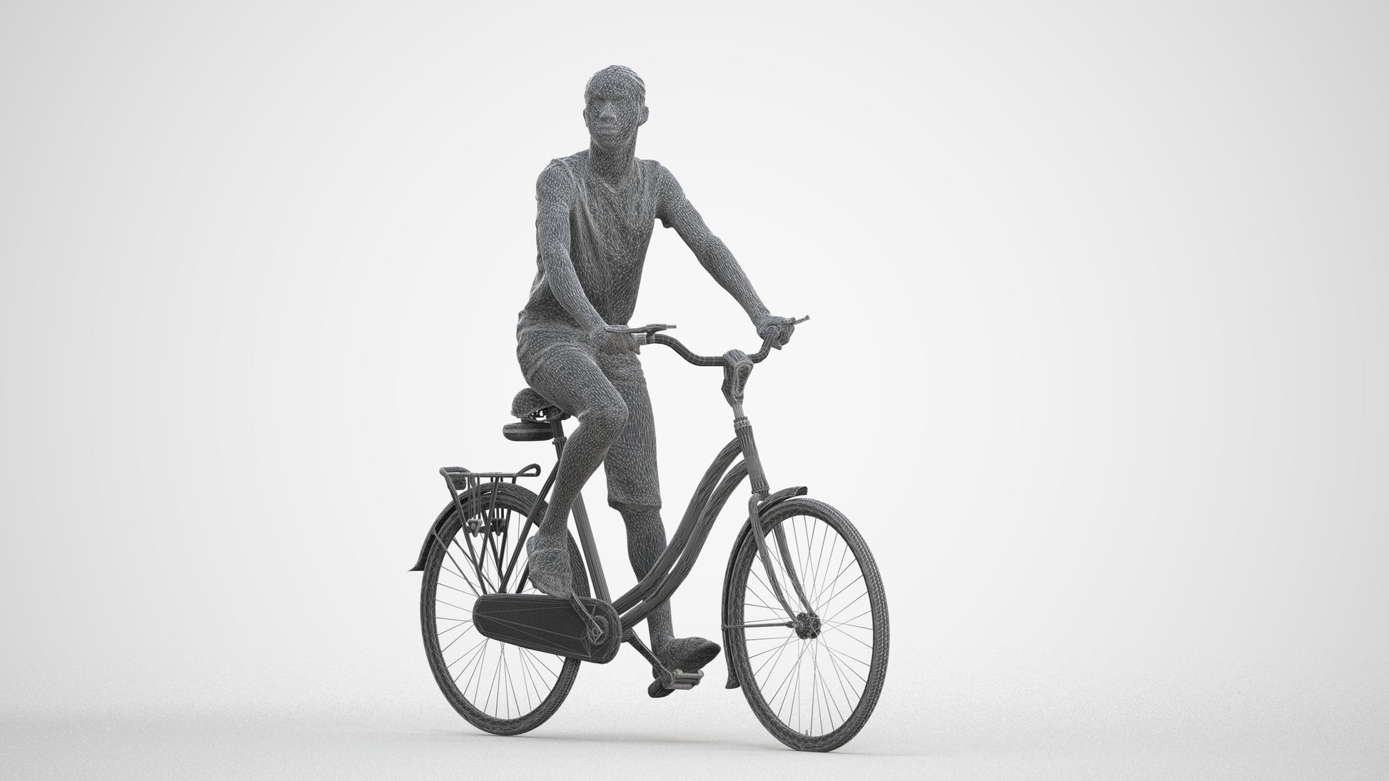 scanned 3D boy casual cycling, photogrammetry people for Enscape and V-Ray, three-quarter front view render