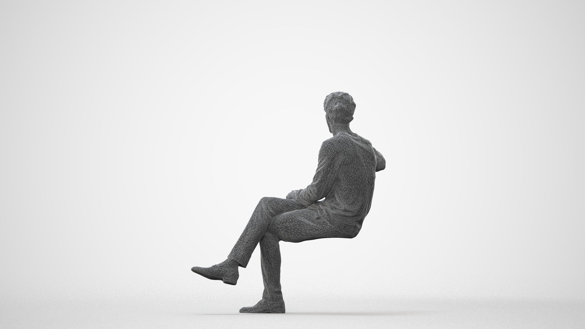 scanned 3D man casual sitting, photogrammetry people for Enscape and V-Ray, square thumbnail