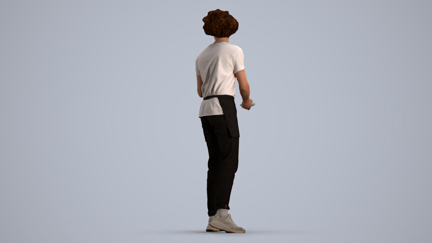 realistic 3D human man standing, archviz people FBX OBJ for Blender, front view render