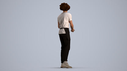 realistic 3D human man standing, archviz people FBX OBJ for Blender, front view render
