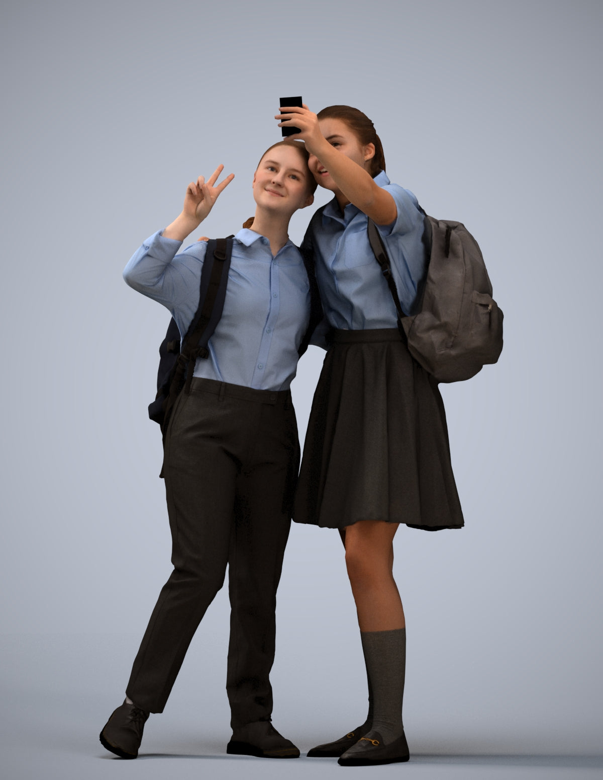 scanned 3D girl kids, photogrammetry people for Enscape and V-Ray