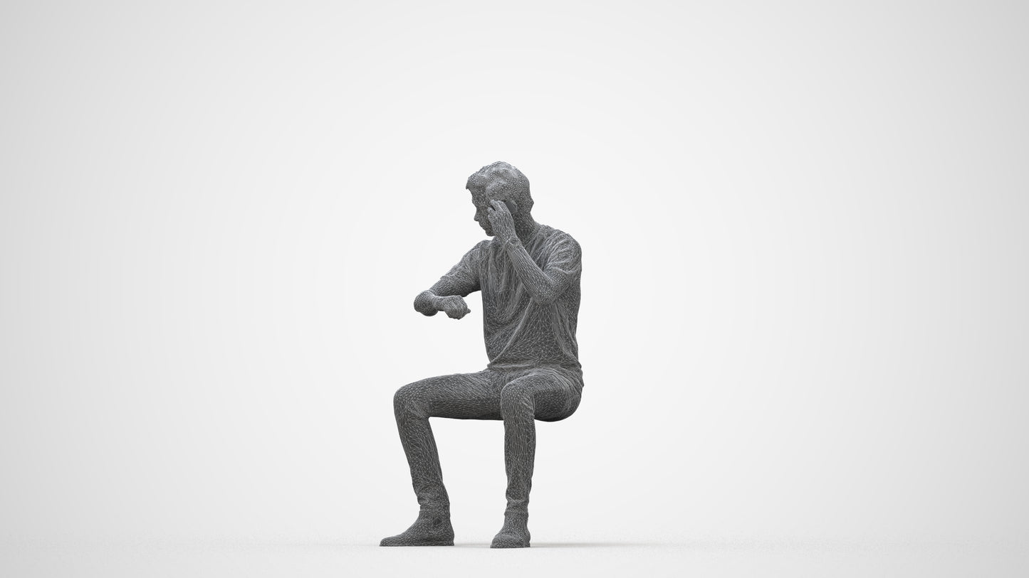 3D people model man casual couple, scanned human for 3ds Max rendering, wireframe back view