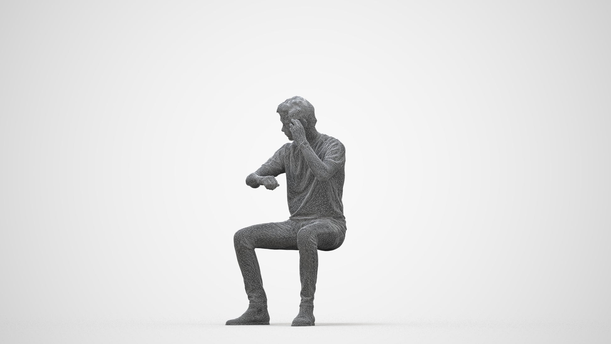 3D people model man casual couple, scanned human for 3ds Max rendering, wireframe back view