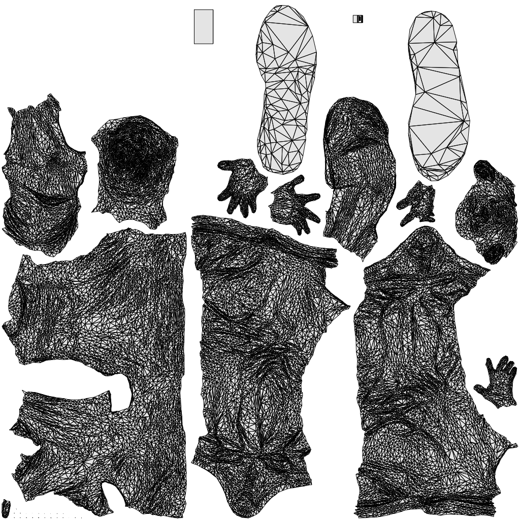 photogrammetry 3D senior man casual walking, realistic human model archviz FBX, wireframe top-down view