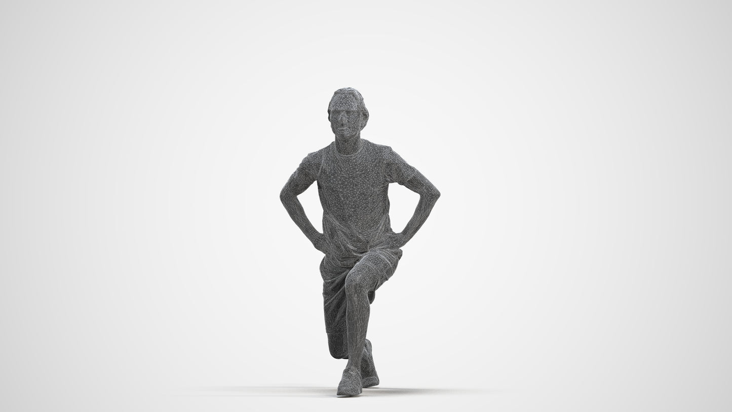 3D people model man sport, scanned human for 3ds Max rendering, three-quarter front view render