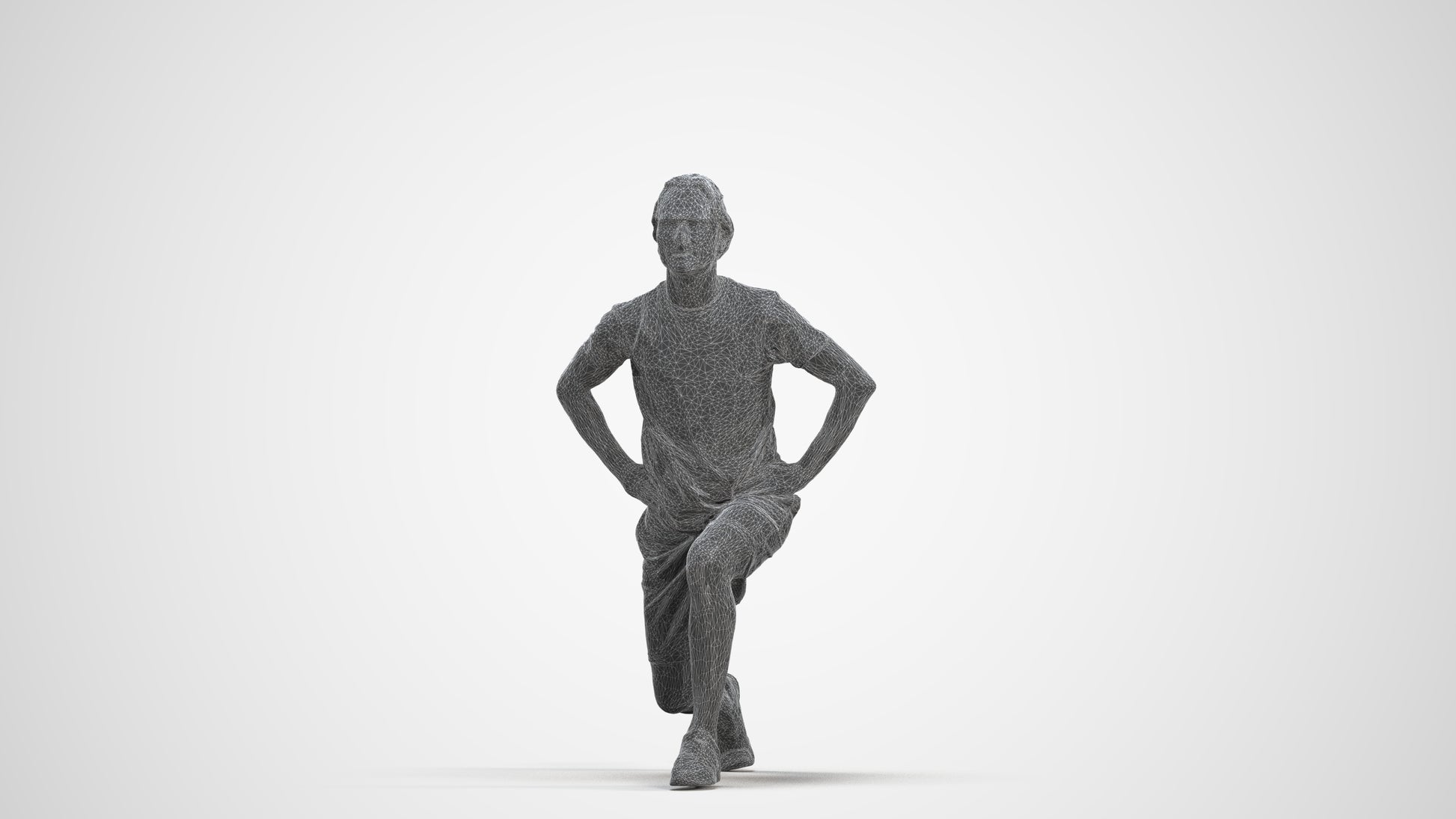 3D people model man sport, scanned human for 3ds Max rendering, three-quarter front view render