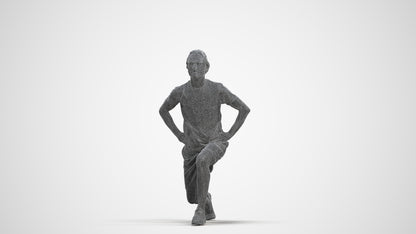 3D people model man sport, scanned human for 3ds Max rendering, three-quarter front view render