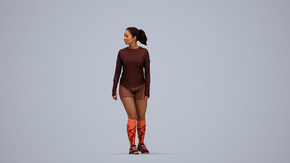 scanned 3D woman sport, photogrammetry people for Enscape and V-Ray, top-down view render