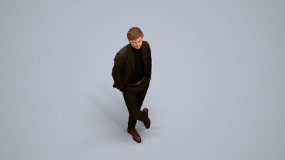 realistic 3D people man business standing, render-ready for V-Ray and Corona, FBX OBJ, back view render