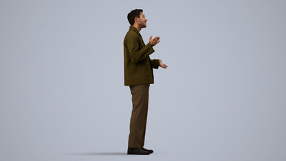 realistic 3D man casual standing, scanned archviz people for Blender and 3ds Max, side view render