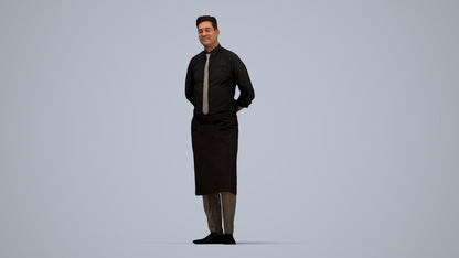 scanned 3D man hospitality, photogrammetry people for Enscape and V-Ray, top-down view render