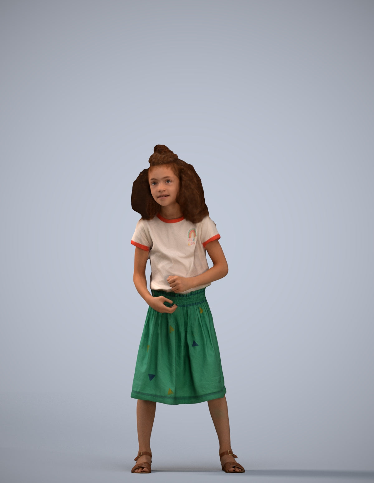 realistic 3D girl casual kids, scanned archviz people for Blender and 3ds Max