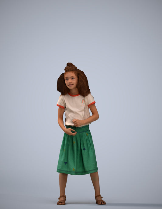 realistic 3D girl casual kids, scanned archviz people for Blender and 3ds Max