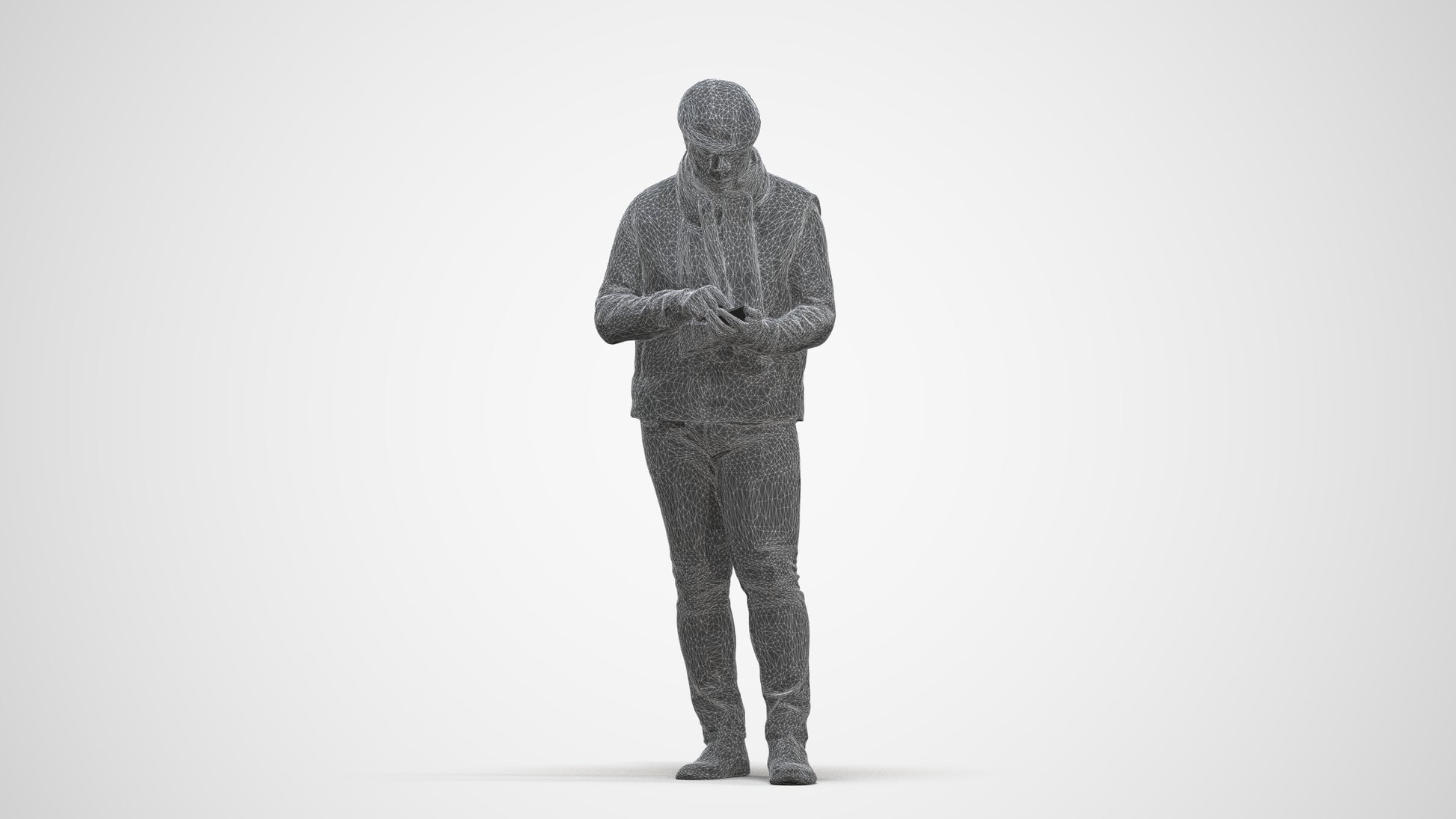 3D scanned man standing casual, photorealistic archviz people for Enscape and SketchUp, three-quarter front view render