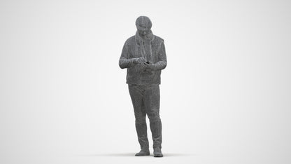 3D scanned man standing casual, photorealistic archviz people for Enscape and SketchUp, three-quarter front view render