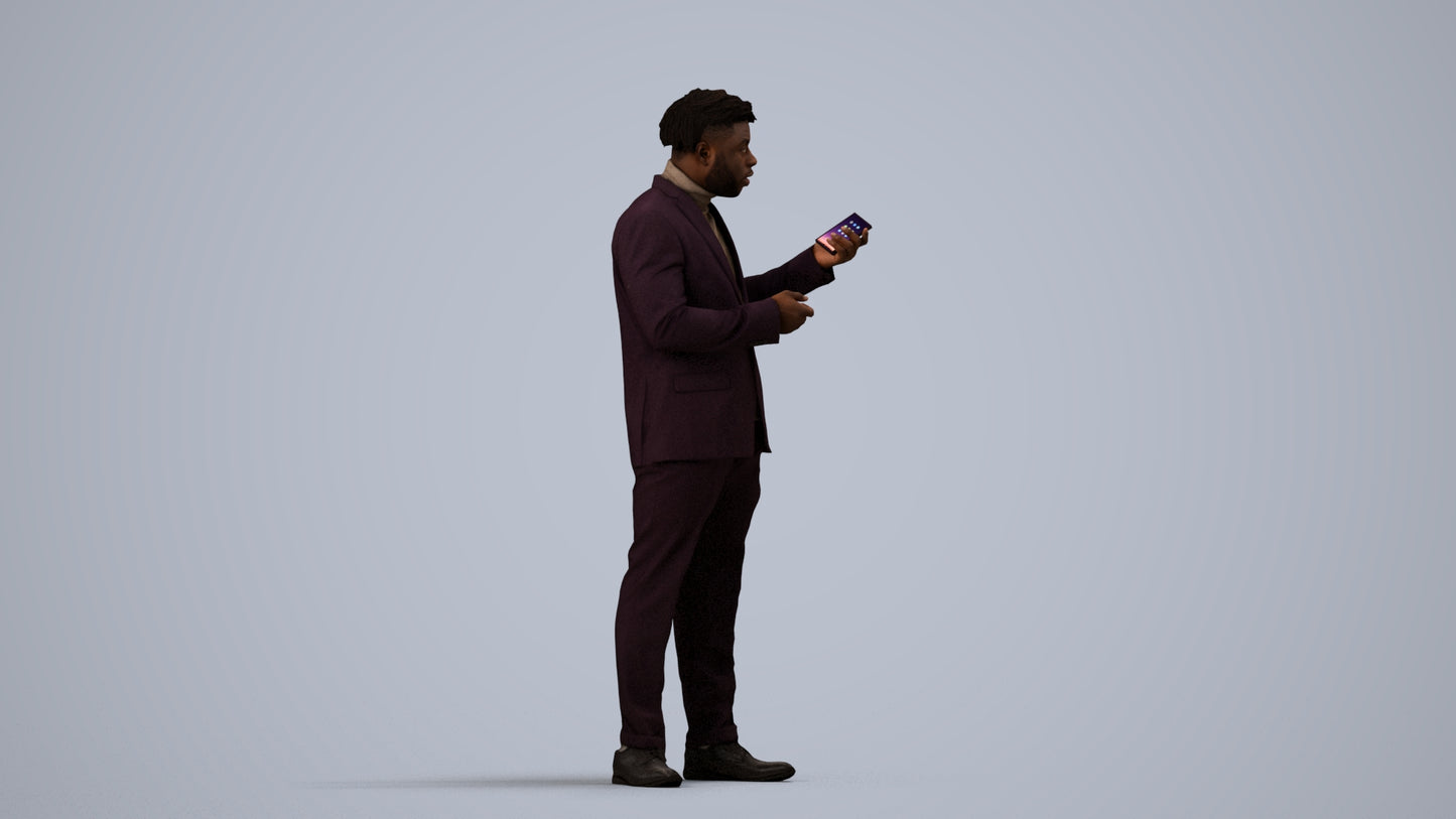 scanned 3D man business, photogrammetry people for Enscape and V-Ray, side view render