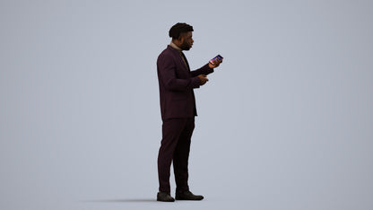 scanned 3D man business, photogrammetry people for Enscape and V-Ray, side view render