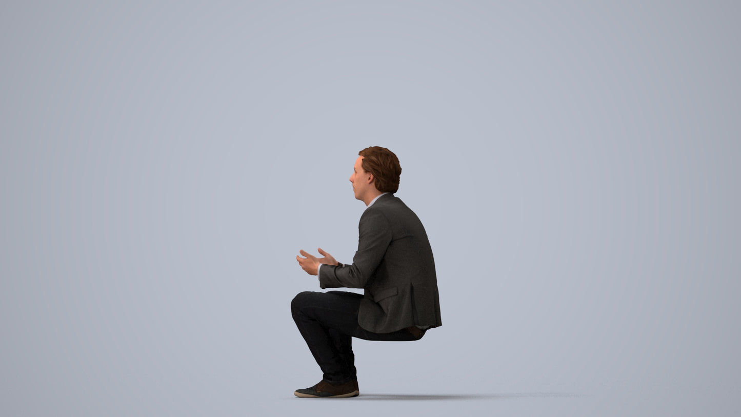 realistic 3D people man business, render-ready for V-Ray and Corona, FBX OBJ, three-quarter view render