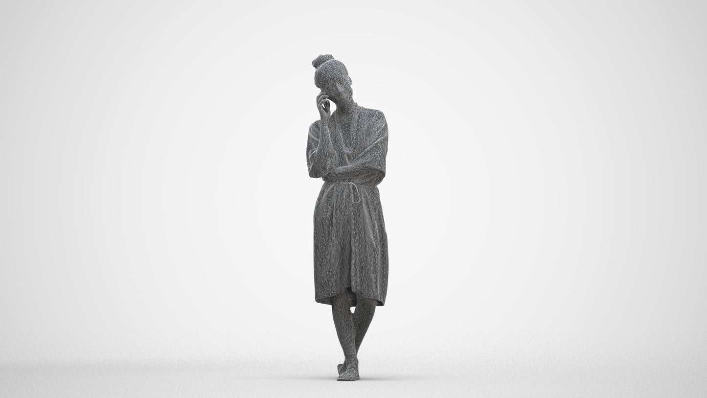 realistic 3D human woman pool, archviz people FBX OBJ for Blender, three-quarter front view render