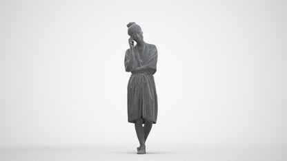 realistic 3D human woman pool, archviz people FBX OBJ for Blender, three-quarter front view render