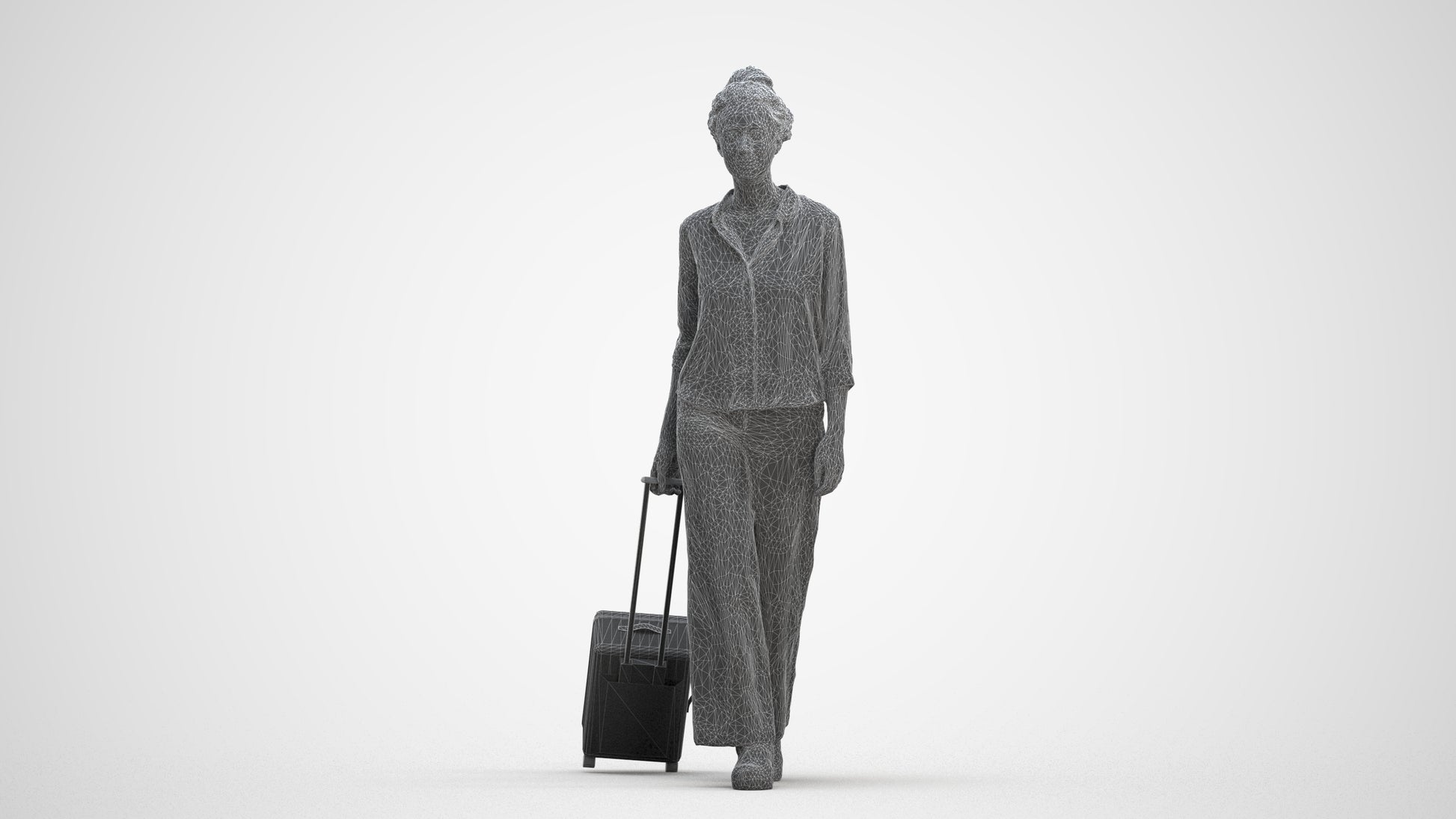 photogrammetry 3D woman casual walking, realistic human model archviz FBX, three-quarter front view render