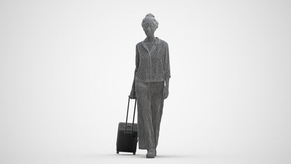 photogrammetry 3D woman casual walking, realistic human model archviz FBX, three-quarter front view render