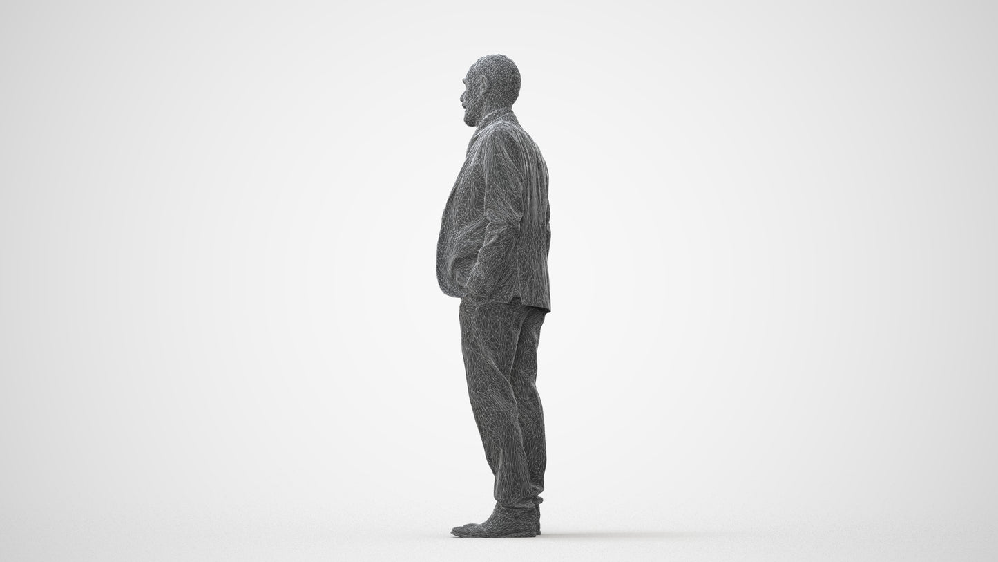 3D people model senior man business, scanned human for 3ds Max rendering, square thumbnail