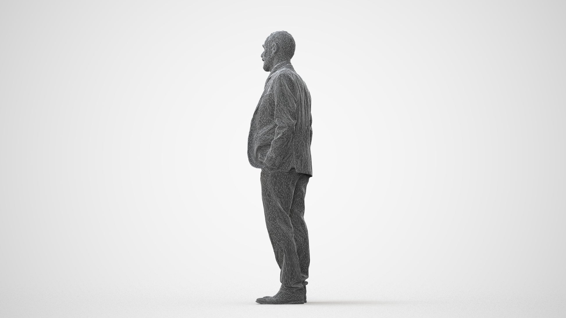 3D people model senior man business, scanned human for 3ds Max rendering, square thumbnail