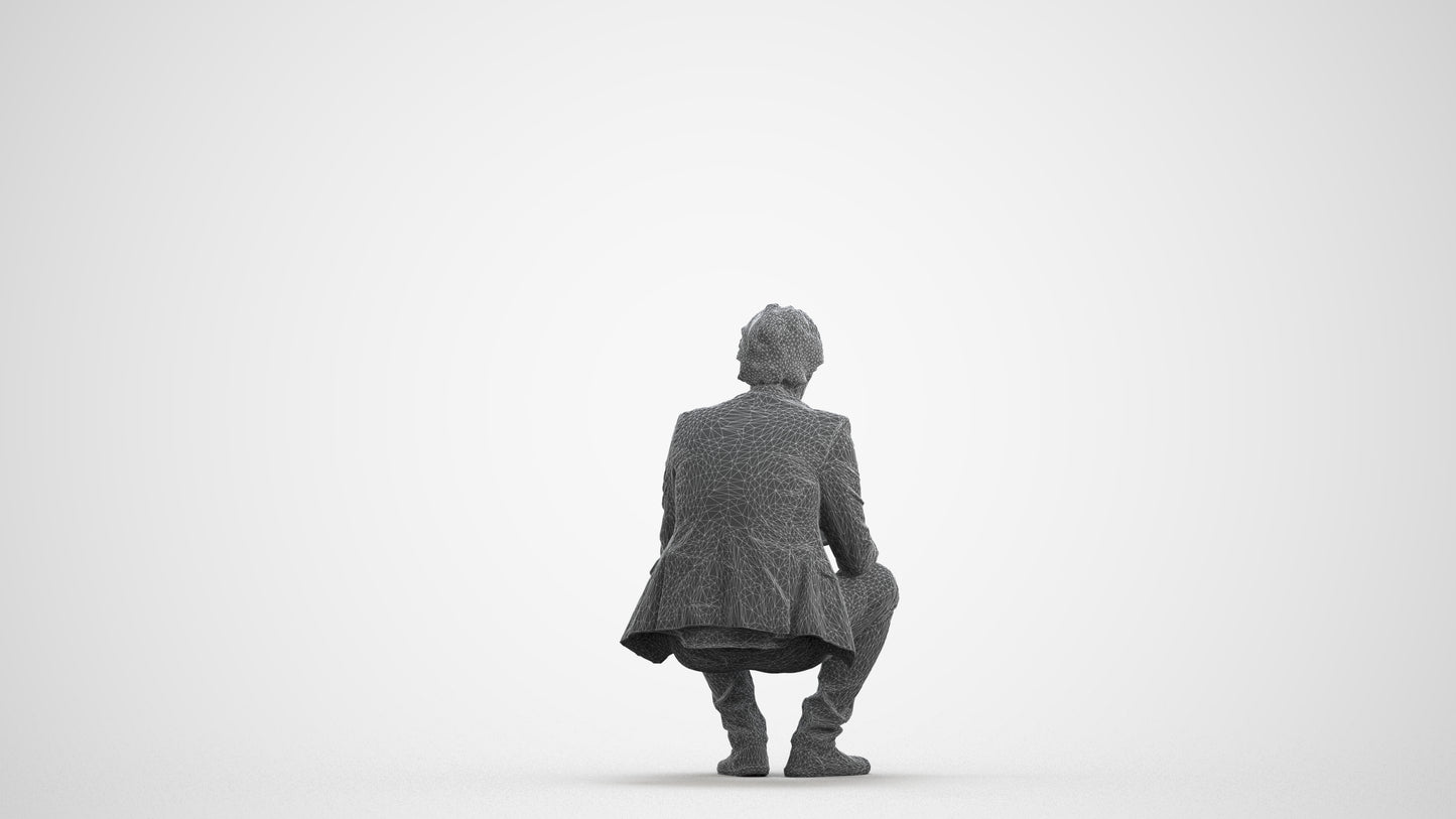 realistic 3D man business, scanned archviz people for Blender and 3ds Max, wireframe front view