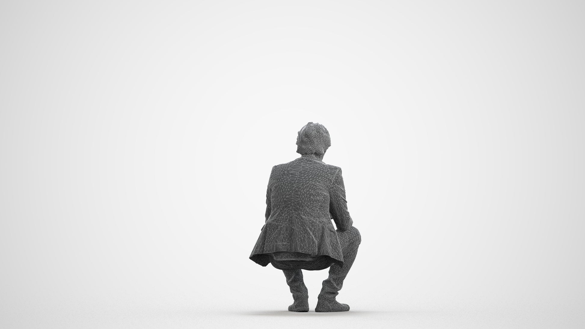 realistic 3D man business, scanned archviz people for Blender and 3ds Max, wireframe front view