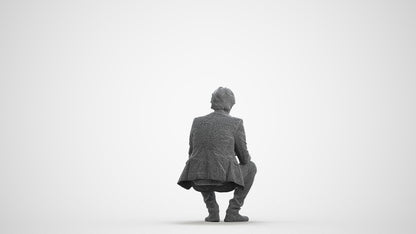 realistic 3D man business, scanned archviz people for Blender and 3ds Max, wireframe front view