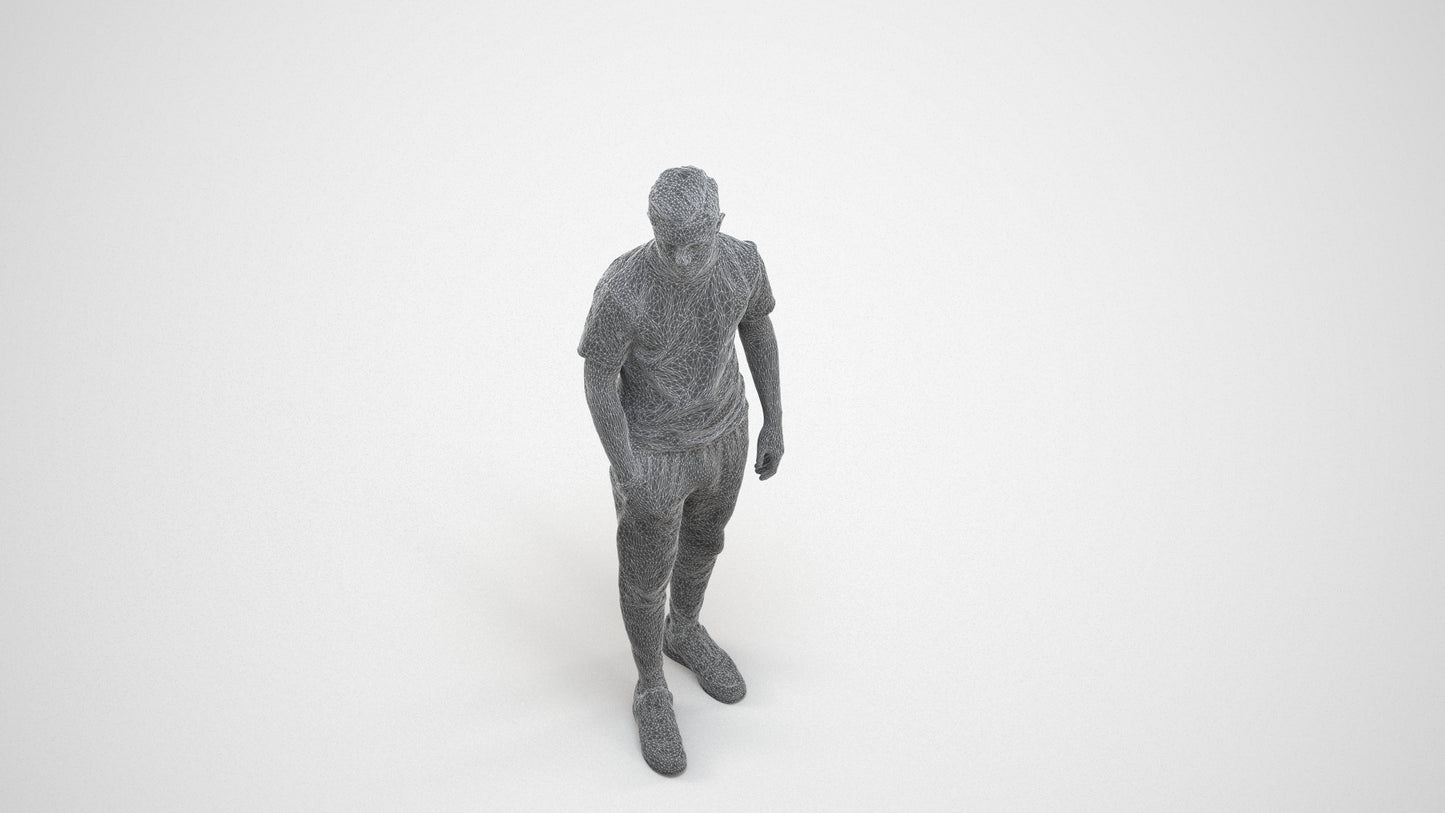 photogrammetry 3D boy casual kids, realistic human model archviz FBX, wireframe three-quarter view