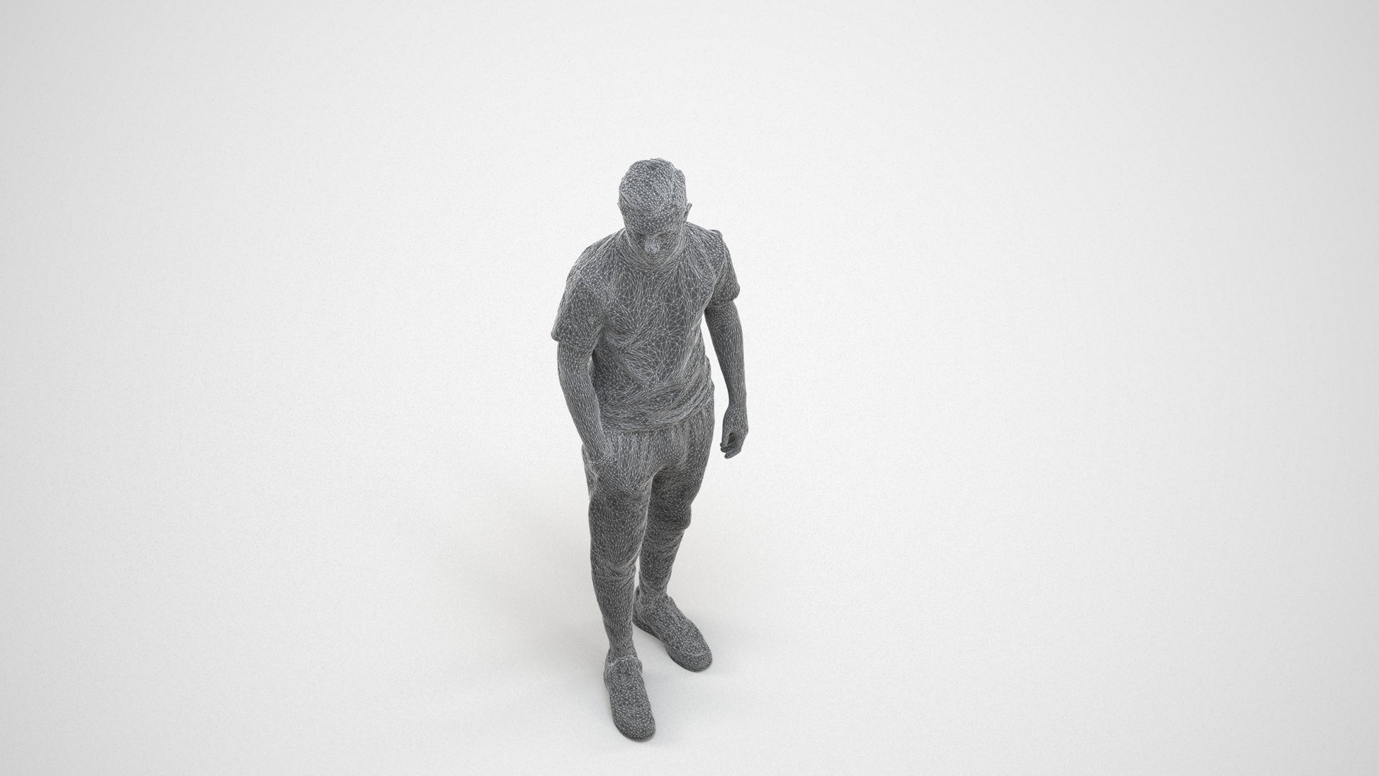 photogrammetry 3D boy casual kids, realistic human model archviz FBX, wireframe three-quarter view
