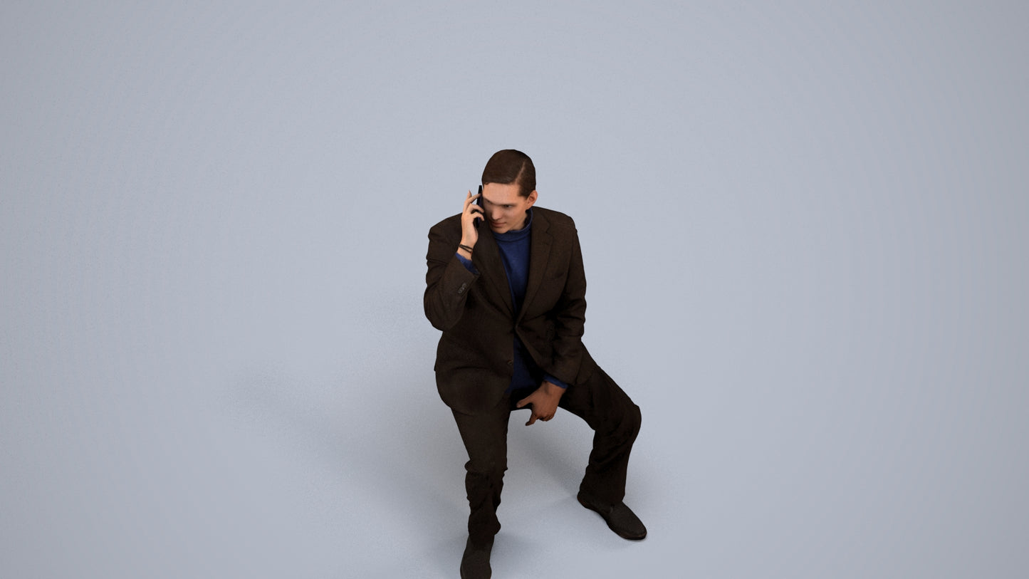 3D scanned man business, photorealistic archviz people for Enscape and SketchUp, back view render
