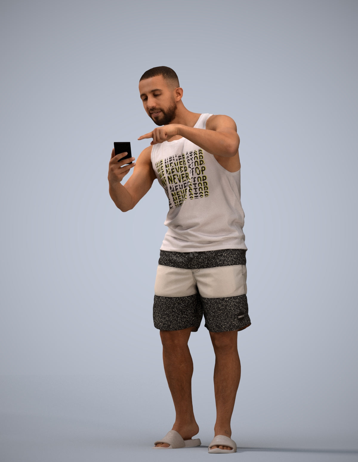 3D scanned man standing, photorealistic archviz people for Enscape and SketchUp