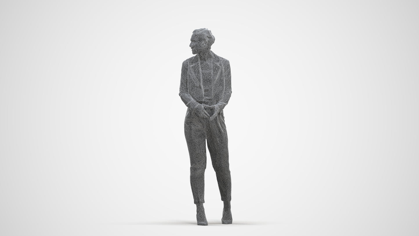 3D people model woman business, scanned human for 3ds Max rendering, three-quarter front view render