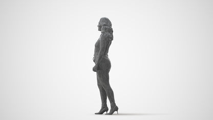 realistic 3D human woman casual standing, archviz people FBX OBJ for Blender, square thumbnail