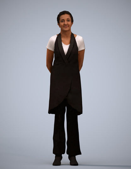 realistic 3D woman hospitality, scanned archviz people for Blender and 3ds Max