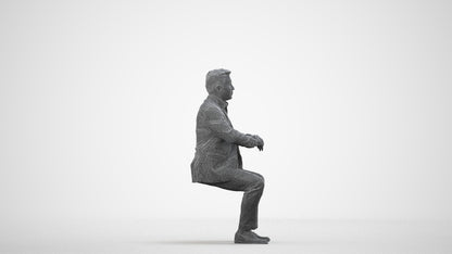 photogrammetry 3D man business, realistic human model archviz FBX, wireframe side view
