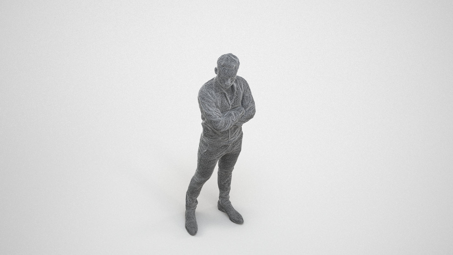 realistic 3D people man business, render-ready for V-Ray and Corona, FBX OBJ, wireframe three-quarter view