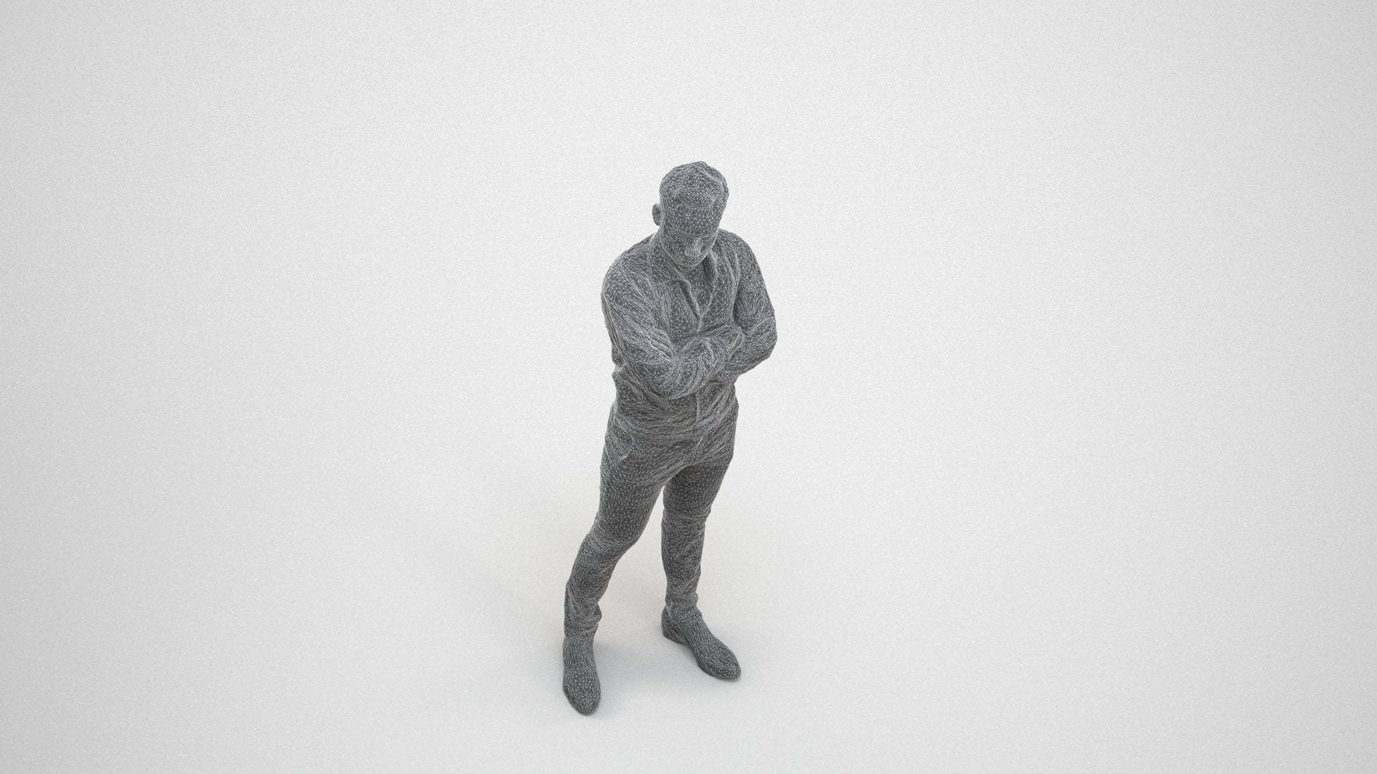 realistic 3D people man business, render-ready for V-Ray and Corona, FBX OBJ, wireframe three-quarter view