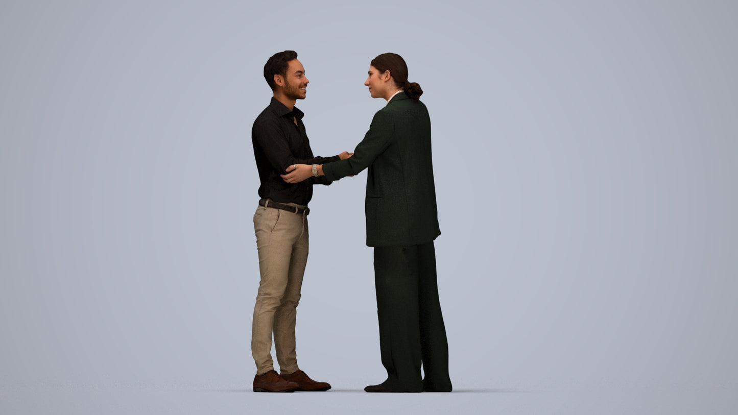 scanned 3D woman business, photogrammetry people for Enscape and V-Ray, top-down view render