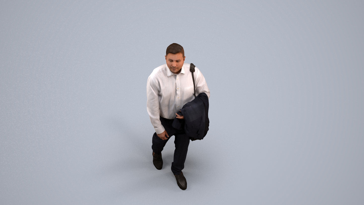 realistic 3D man business, scanned archviz people for Blender and 3ds Max, back view render