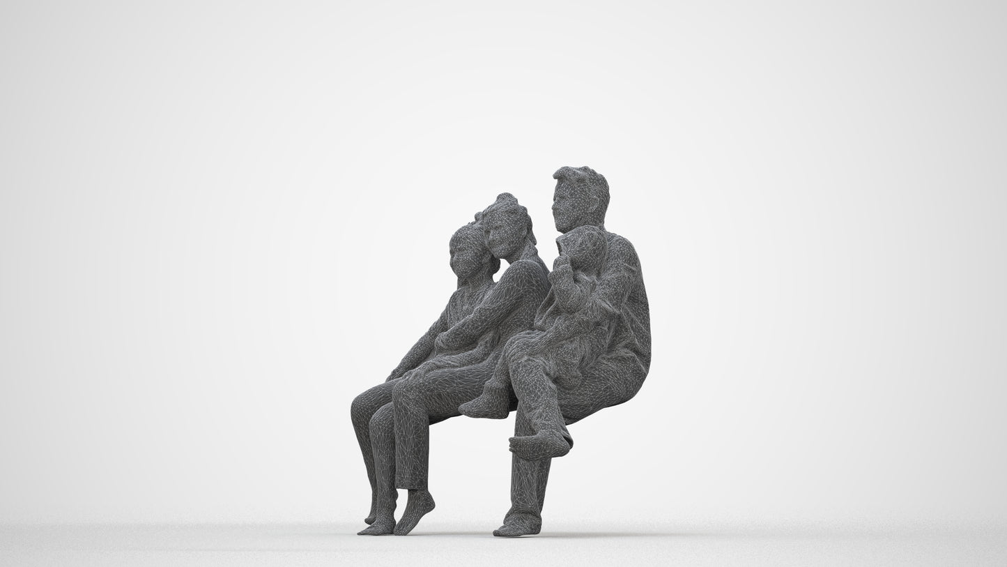 3D people model girl kids, scanned human for 3ds Max rendering, wireframe back view