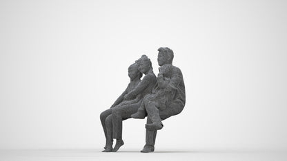 3D people model girl kids, scanned human for 3ds Max rendering, wireframe back view