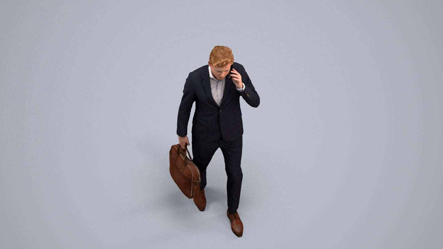 photogrammetry 3D man business, realistic human model archviz FBX, back view render