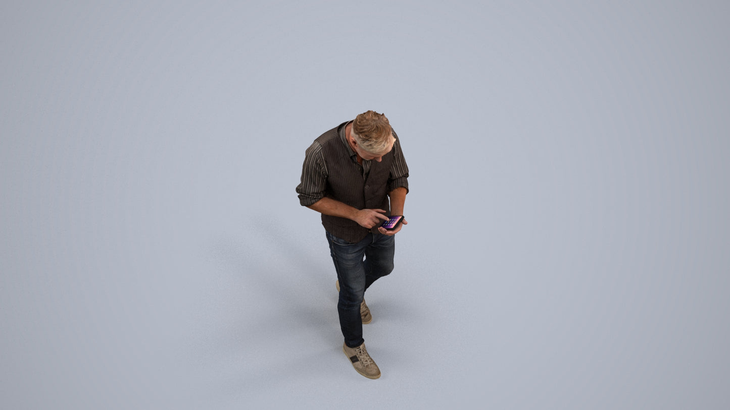 scanned 3D man casual walking, photogrammetry people for Enscape and V-Ray, back view render
