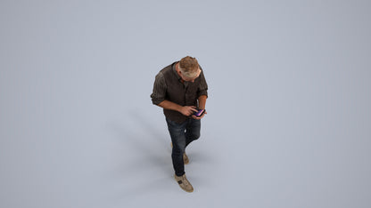 scanned 3D man casual walking, photogrammetry people for Enscape and V-Ray, back view render